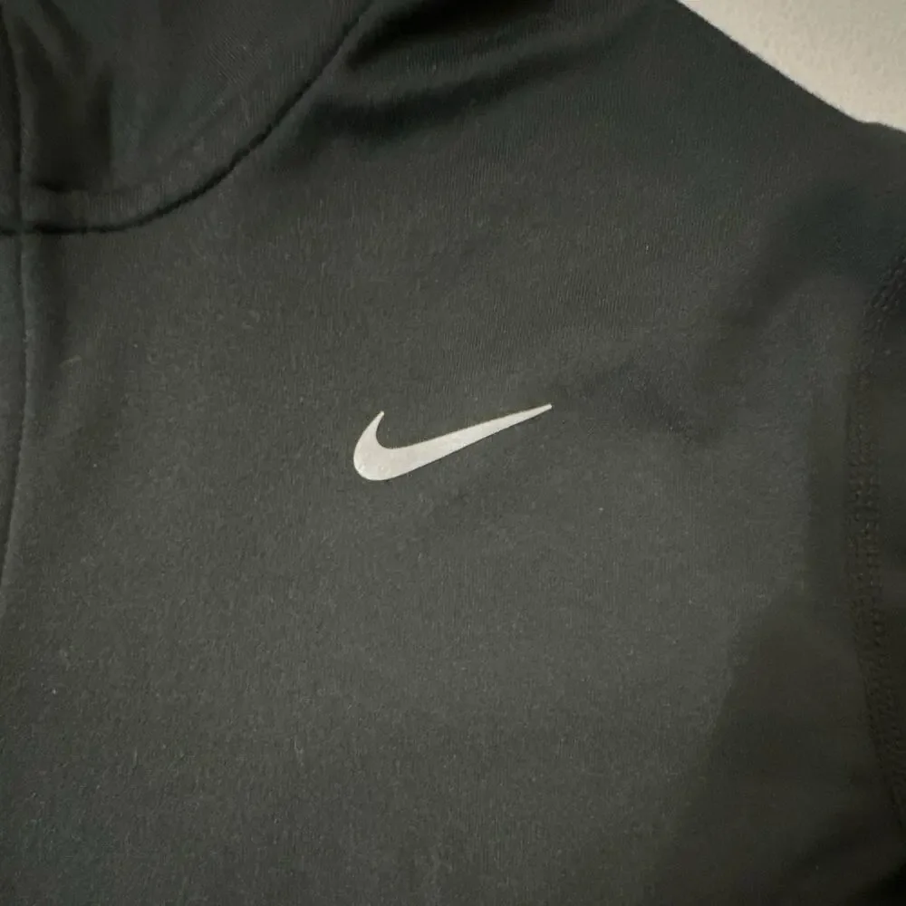 Nike Dri-FIT Womens Running 1/4 Zip Mock Neck Long Sleeve Black M Reflective